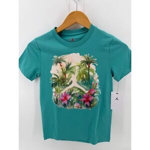 Jordan Boys Tropical Graphic T Shirt Teal Size S 8 10 Years NEW WITH TAGS